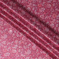 قماش حرير ساتان بنقشة زهور وردية اللون مع نسج جاكار رقيق، عرض 110 سم، صنع في الهند - D23257