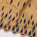 Mustard Yellow Traditional Premium Premium Sudanese Thobe in Pure Cotton Voile Embroidery Fabric with Stone work, 4.5 Mtrs Piece, 140 Cms Width, Made in Switzerland-D23266 - Regal Fabrics