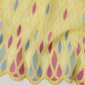 Lemon Yellow Traditional Premium Premium Sudanese Thobe in Pure Cotton Voile Embroidery Fabric with Stone work, 4.5 Mtrs Piece, 140 Cms Width, Made in Switzerland-D23267