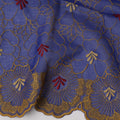 Royal Blue Traditional Sudanese Thobe in Pure Cotton Voile Embroidery Fabric, 4.5 Mtrs Piece, 140 Cms Width, Made in Switzerland-D23271