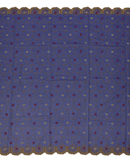 Royal Blue Traditional Sudanese Thobe in Pure Cotton Voile Embroidery Fabric, 4.5 Mtrs Piece, 140 Cms Width, Made in Switzerland-D23271