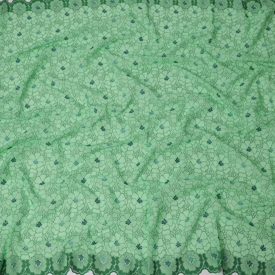 ثوب سوداني تقليدي باللون الأخضر النعناعي، مصنوع من قماش الفوال القطني الخالص المطرز بالأحجار، قطعة بطول 4.5 متر، وعرض 140 سم، صنع في سويسرا - D23272