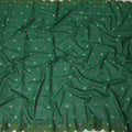 Emerald Green Traditional Sudanese Thobe in Pure Cotton Voile Embroidery Fabric with Stone Work, 4.5 Mtrs Piece, 140 Cms Width, Made in Switzerland-D23274