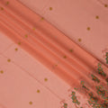 Peach Traditional Sudanese Thobe in Pure Cotton Voile Embroidery Fabric with Stone Work, 4.5 Mtrs Piece, 140 Cms Width, Made in Switzerland-D23277