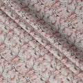 Ivory and Rust Artistic Floral Printed Blended Linen Fabric with Ink Wash Effect, 140 Cms Width, Made in India-D23283