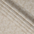 Beige and White Tropical Leaf Printed Blended Linen Fabric with Subtle Texture, 140 Cms Width, Made in India-D23284