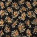 Black Base Multicolor Abstract Floral Printed Viscose Crepe Fabric with Painterly Bloom Design, Width 110 cm, Made in India-D23418