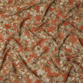 Rust Orange Base Beige Floral Printed Viscose Crepe Fabric with Hand-Painted Style Pattern, Width 110 cm, Made in India-D23419 Regal Fabrics