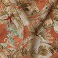Rust Orange Base Beige Floral Printed Viscose Crepe Fabric with Hand-Painted Style Pattern, Width 110 cm, Made in India-D23419 Regal Fabrics