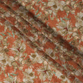 Rust Orange Base Beige Floral Printed Viscose Crepe Fabric with Hand-Painted Style Pattern, Width 110 cm, Made in India-D23419 Regal Fabrics