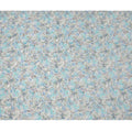 قماش كريب فيسكوز مطبوع عليه زهور نباتية زرقاء بقاعدة عاجية، عرض 110 سم، الهند - D23420