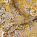 قماش كريب فيسكوز بطبعة زهور عتيقة بلون أصفر خردل، عرض 110 سم، الهند - D23425