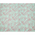 Mint Green Floral Line Art Printed Linen Fabric, 140 Cms Width, Made in India-D23714