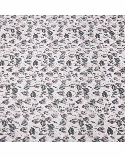 Soft White Grey Floral Watercolor Printed Linen Fabric, 140 Cms Width, Made in India-D23715