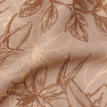 Beige Brown Floral Line Art Printed Linen Fabric, 140 Cms Width, Made in India-D23716