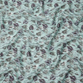 Aqua Green Grey Floral Watercolor Printed Linen Fabric, 140 Cms Width, Made in India-D23717
