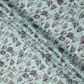 Aqua Green Grey Floral Watercolor Printed Linen Fabric, 140 Cms Width, Made in India-D23717