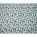 Aqua Green Grey Floral Watercolor Printed Linen Fabric, 140 Cms Width, Made in India-D23717