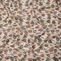 Cream Brown Green Floral Watercolor Printed Linen Fabric, 140 Cms Width, Made in India-D23718