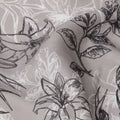 Dusty Grey Black White Floral Line Art Printed Linen Fabric, 140 Cms Width, Made in India-D23719