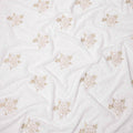 قماش فوال قطني أبيض نقي مطرز بنقشة زهور مع تفاصيل ترتر، عرض 140 سم، صنع في الهند - D23724