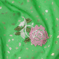 Bright Green Multicolor Floral Embroidered Cotton Voile Fabric with Sequin Detailing, 140 Cms Width, Made in India-D23727 - Regal Fabrics