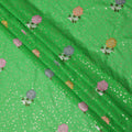 Bright Green Multicolor Floral Embroidered Cotton Voile Fabric with Sequin Detailing, 140 Cms Width, Made in India-D23727 - Regal Fabrics