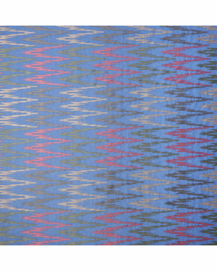 قماش فوال قطني منسوج مستوحى من الإيكات متعدد الألوان باللون الأزرق الملكي بخيوط معدنية، عرض 140 سم، صنع في الهند - D23729