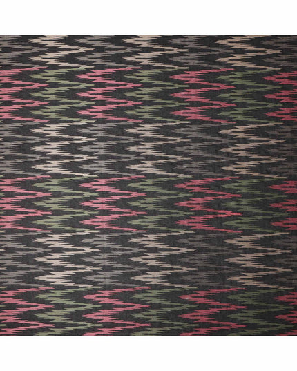 قماش فوال قطني أسود متعدد الألوان مستوحى من الإيكات بخيوط معدنية، عرض 140 سم، صنع في الهند - D23730