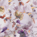 White Lilac Multicolor Floral Printed Cotton Voile Fabric with Watercolor Effect, 140 Cms Width, Made in India-D23731