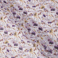 White Lilac Multicolor Floral Printed Cotton Voile Fabric with Watercolor Effect, 140 Cms Width, Made in India-D23731