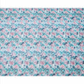 قماش فوال قطني مطبوع عليه زهور باللونين الأزرق المائي والوردي بالكامل مع تأثير الألوان المائية، عرض 140 سم، صنع في الهند - D23733