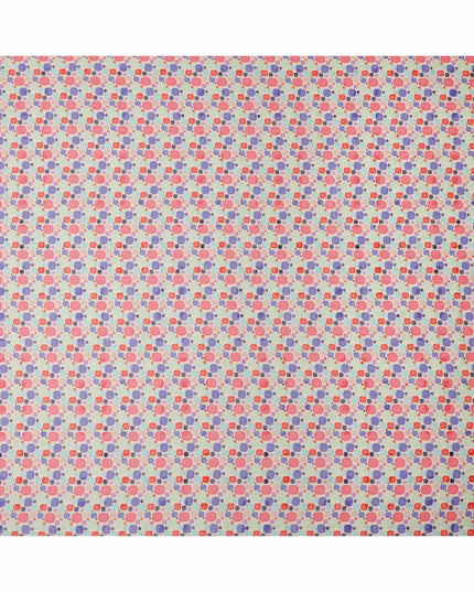 Cream Base Multicolor Abstract Geometric Printed Cotton Voile Fabric, 140 Cms Width, Made in India-D23734