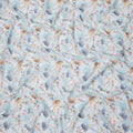 قماش فوال قطني مطبوع عليه زهور باستيلية باللونين الأبيض والأزرق والخوخي مع تأثير الألوان المائية، عرض 140 سم، صنع في الهند - D23735