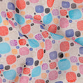 Beige Multicolor Abstract Pebble Printed Cotton Voile Fabric, 140 Cms Width, Made in India-D23741