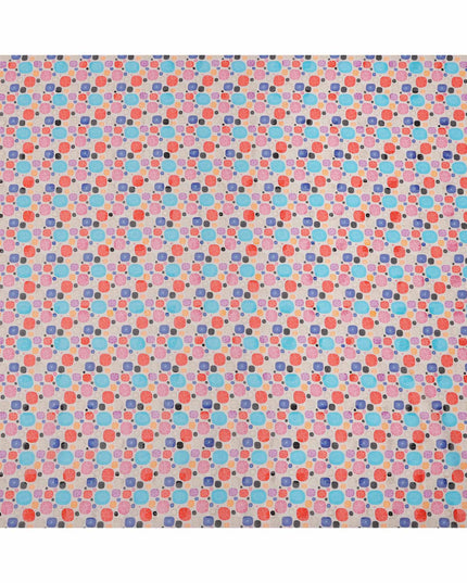 Beige Multicolor Abstract Pebble Printed Cotton Voile Fabric, 140 Cms Width, Made in India-D23741
