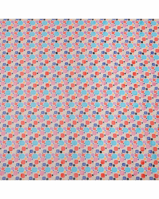 Beige Multicolor Abstract Pebble Printed Cotton Voile Fabric, 140 Cms Width, Made in India-D23741