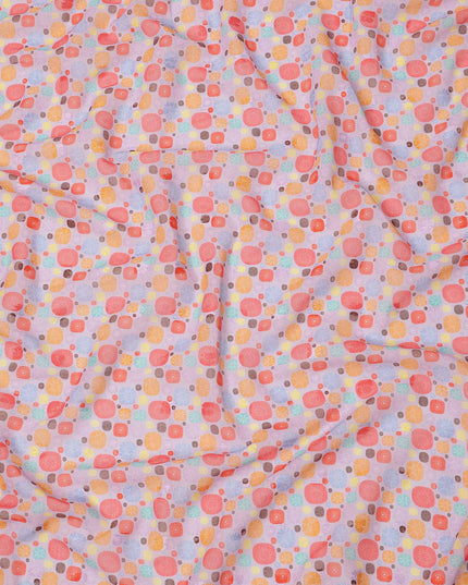 Lavender Multicolor Pebble Motif Printed Cotton Voile Fabric, 140 Cms Width, Made in India-D23742