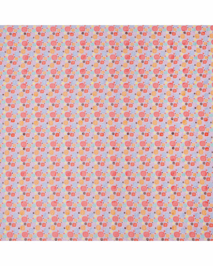 Lavender Multicolor Pebble Motif Printed Cotton Voile Fabric, 140 Cms Width, Made in India-D23742