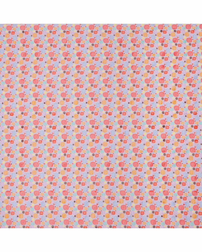 Lavender Multicolor Pebble Motif Printed Cotton Voile Fabric, 140 Cms Width, Made in India-D23742