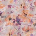 Peach Lavender Floral Bloom Printed Cotton Voile Fabric, 140 Cms Width, Made in India-D23743