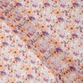 Peach Lavender Floral Bloom Printed Cotton Voile Fabric, 140 Cms Width, Made in India-D23743