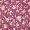 Magenta Base Multicolor Bloom Floral Printed Pure Silk Crepe Fabric, 110 Cms Width, Made in India-D23959