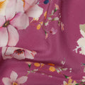 Magenta Base Multicolor Bloom Floral Printed Pure Silk Crepe Fabric, 110 Cms Width, Made in India-D23959
