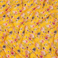 Sunflower Yellow Multicolor Floral Garden Printed Pure Silk Crepe Fabric, 110 Cms Width, Made in India-D23961