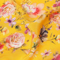 Sunflower Yellow Multicolor Floral Garden Printed Pure Silk Crepe Fabric, 110 Cms Width, Made in India-D23961
