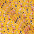 Sunflower Yellow Multicolor Floral Garden Printed Pure Silk Crepe Fabric, 110 Cms Width, Made in India-D23961
