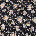 Black Base Multicolor Pastel Rose Cluster Printed Pure Silk Crepe Fabric, 110 Cms Width, Made in India-D23964