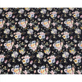 Black Base Multicolor Pastel Rose Cluster Printed Pure Silk Crepe Fabric, 110 Cms Width, Made in India-D23964