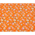 Bright Orange Base Multicolor Botanical Bloom Printed Pure Silk Crepe Fabric, 110 Cms Width, Made in India-D23967